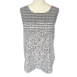 Talbots women's sleeveless tank top blouse white and black size large